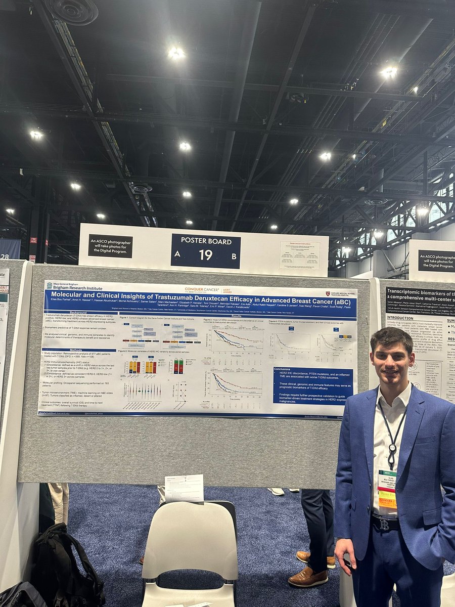 🌟Brilliant friend and future surgeon <a href="/boufarhat_elias/">Elias Bou Farhat</a> presenting his <a href="/ConquerCancerFd/">Conquer Cancer, the ASCO Foundation</a> award-winning abstract on multimodal biomarkers of T-Dxd efficacy in advanced breast cancer #bcsm #ASCO25