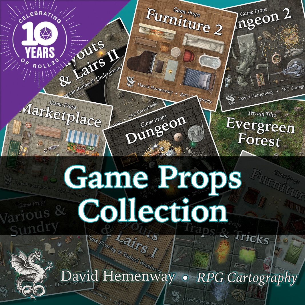 Game Masters, give your digital fantasy adventures a face lift with hundreds of maps, objects, &amp; tiles. Discounted bundles also available! 🎲🐲🗺️

Check out all my products at the <a href="/roll20app/">Roll20</a>
Marketplace. 
➡️ bit.ly/HemenwayArt
#rpg #ttrpg #PF1e #dnd5e #dnd #PF2 #tabletop