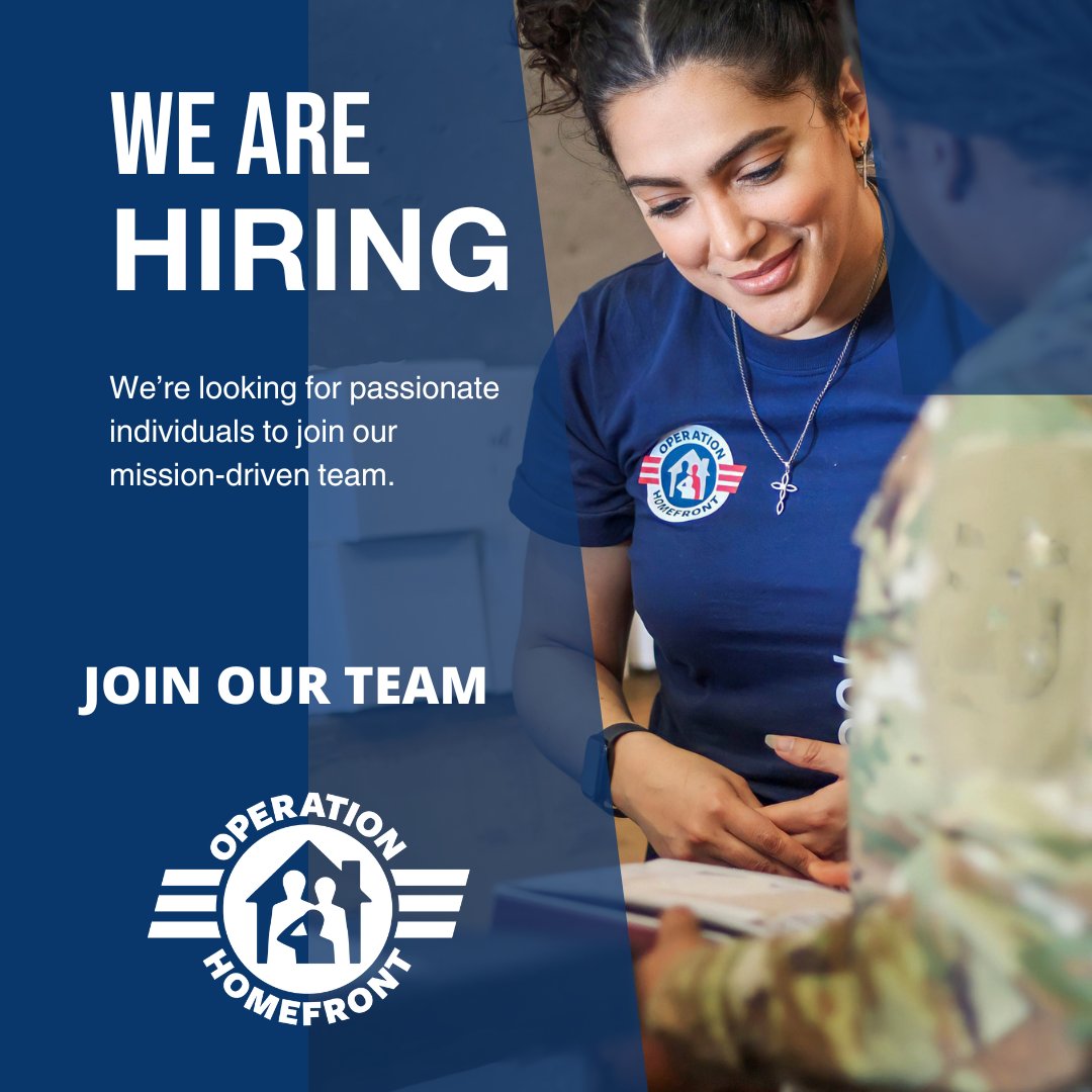 Are you looking to join an organization that changes lives? Are you ready to serve our military communities in countless ways? Well, Operation Homefront is hiring! Each job has different requirements, so please click the link here to learn more: bit.ly/32CvbWN