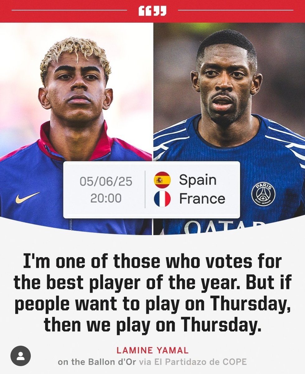 Let's meet on Thursday and will see. Lamine for Ballon d'or. 💯💯