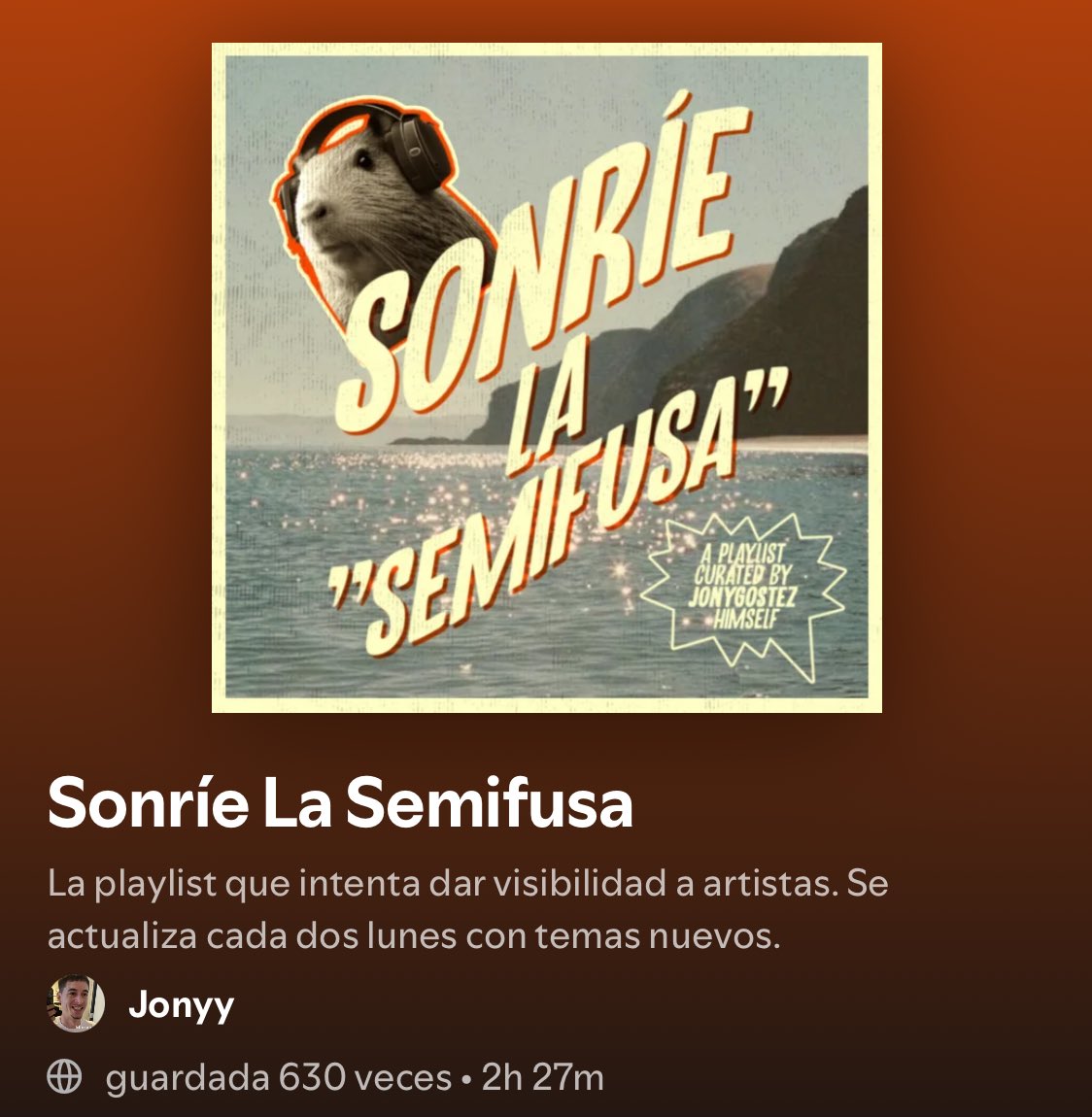 ÚLTIMA ACTUALIZACIÓN DE LA PLAYLIST Y NOS VAMOS DE VACACIONES, dadle apoyo‼️☀️⛱️

Eso no quiere decir que vaya a dejar de meter canciones (lo detallo abajo)

Portada: <a href="/mellamofrancesc/">francesc</a>