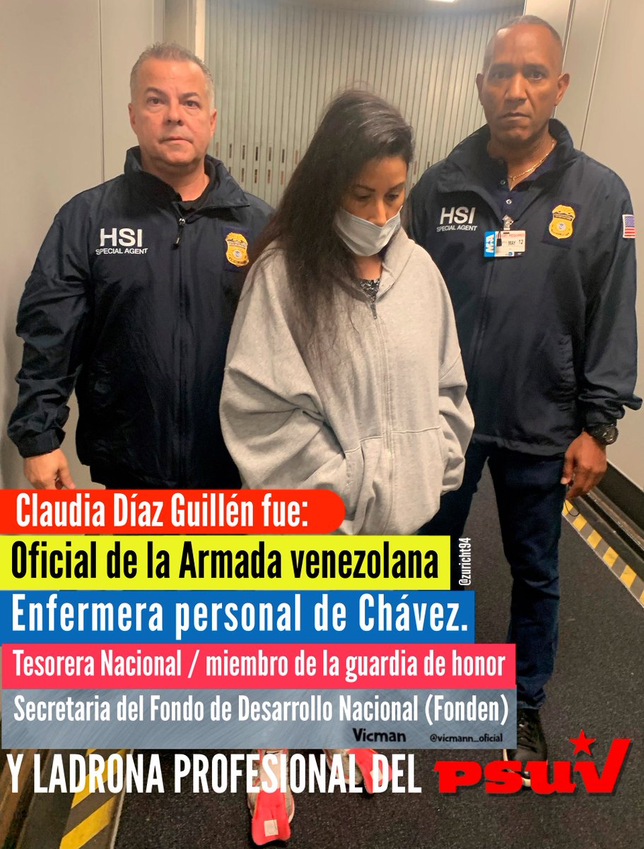 Claudia Patricia Díaz Guillén, enfermera de HCh. Y su esposo, el capitán Adrián Velasquez, su ex jefe de seguridad, le robaron al país 2.000 millones de dólares.