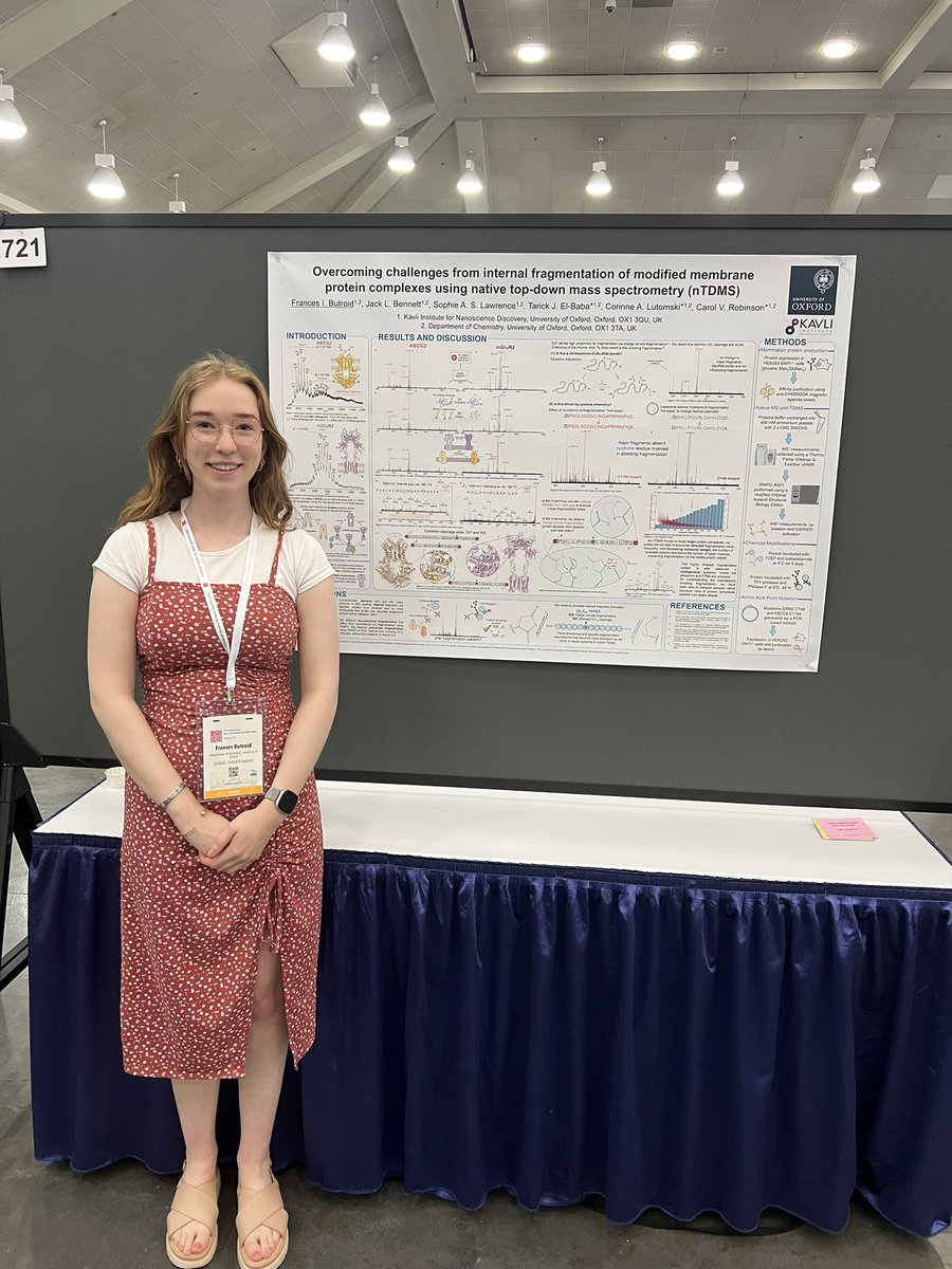 Robinson Research Group (@cvr_research) on Twitter photo Day 1 @ #ASMS2025
DPhil student, Frances Butroid, presented her poster on internal fragmentation of modified membrane protein complexes using nTDMS. Greatest poster of all time #youhaveaposhaccent #amazingcolourpalette <a href="/KavliOxford/">Kavli Institute for Nanoscience Discovery, Oxford</a> <a href="/OxfordChemistry/">Oxford Chemistry</a> <a href="/asmsnews/">Am Soc for Mass Spec</a> <a href="/TopDownProteome/">Consortium for Top-Down Proteomics</a> Day 1 @ #ASMS2025
DPhil student, Frances Butroid, presented her poster on internal fragmentation of modified membrane protein complexes using nTDMS. Greatest poster of all time #youhaveaposhaccent #amazingcolourpalette <a href="/KavliOxford/">Kavli Institute for Nanoscience Discovery, Oxford</a> <a href="/OxfordChemistry/">Oxford Chemistry</a> <a href="/asmsnews/">Am Soc for Mass Spec</a> <a href="/TopDownProteome/">Consortium for Top-Down Proteomics</a>