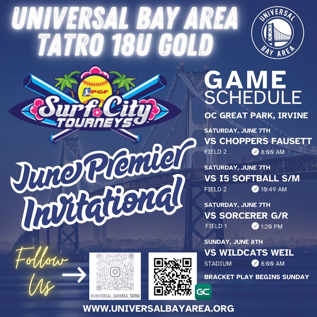 Universal Bay Area-Tatro 18U Gold (@universaltatro) on Twitter photo Coaches; come out and see some good 2026 uncommitted talent along with some very talented 2028s that are on this team as well. <a href="/PGFnetwork/">PGF</a> <a href="/ExtraInningSB/">EXTRA INNING SOFTBALL</a> <a href="/247recruiting/">247Sports Recruiting</a> <a href="/SoftballRecruit/">Softball Recruit 🥎</a> <a href="/sballrecruiting/">softballrecruiting</a> <a href="/FPRecruit/">FastPitchRecruit</a> Coaches; come out and see some good 2026 uncommitted talent along with some very talented 2028s that are on this team as well. <a href="/PGFnetwork/">PGF</a> <a href="/ExtraInningSB/">EXTRA INNING SOFTBALL</a> <a href="/247recruiting/">247Sports Recruiting</a> <a href="/SoftballRecruit/">Softball Recruit 🥎</a> <a href="/sballrecruiting/">softballrecruiting</a> <a href="/FPRecruit/">FastPitchRecruit</a>