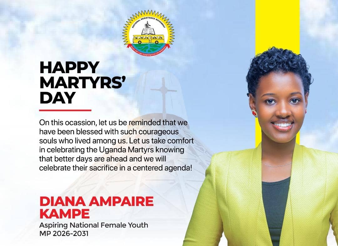 KemiKainerugaba's tweet image. Uganda&apos;s next National Female Youth MP 2026-2031 Hon @AmpaireDiana wishing you a Happy Martyrs Day! 🙏🇺🇬

#Diana4NFYMP