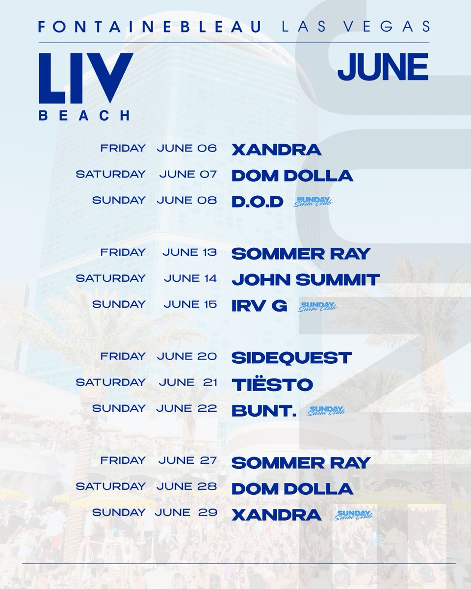 See you under the sun in June ⛱️🫧

Tickets &amp; Reservations: LIVBEACH.COM