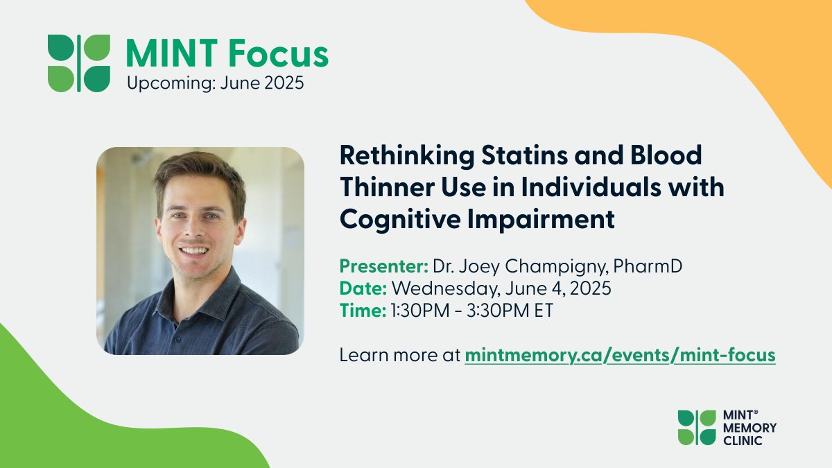 Dr. Joey Champigny is our next featured speaker for MINT Focus happening this Wednesday, June 4 starting at 1:30PM ET 🤗 Register at mintmemory.ca/events/mint-fo…
