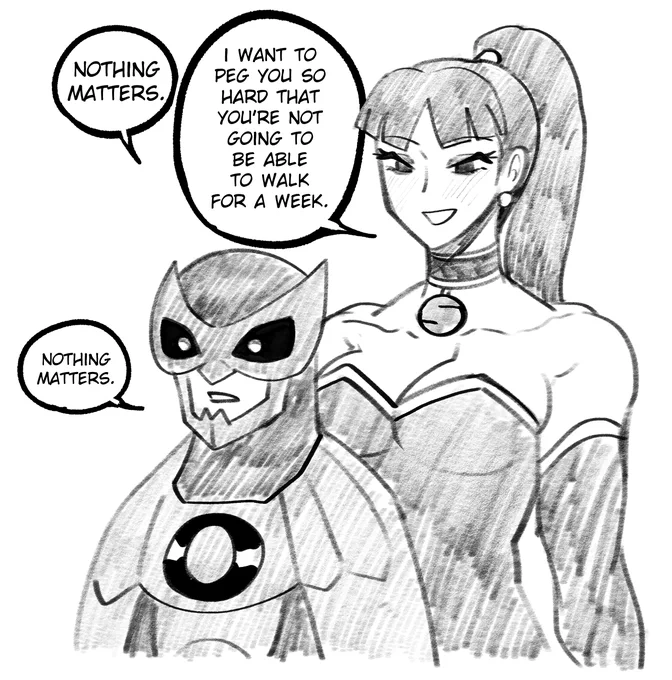 Batman who blinked and his girlfriend Evil Wonder Woman from that one Justice League Movie 