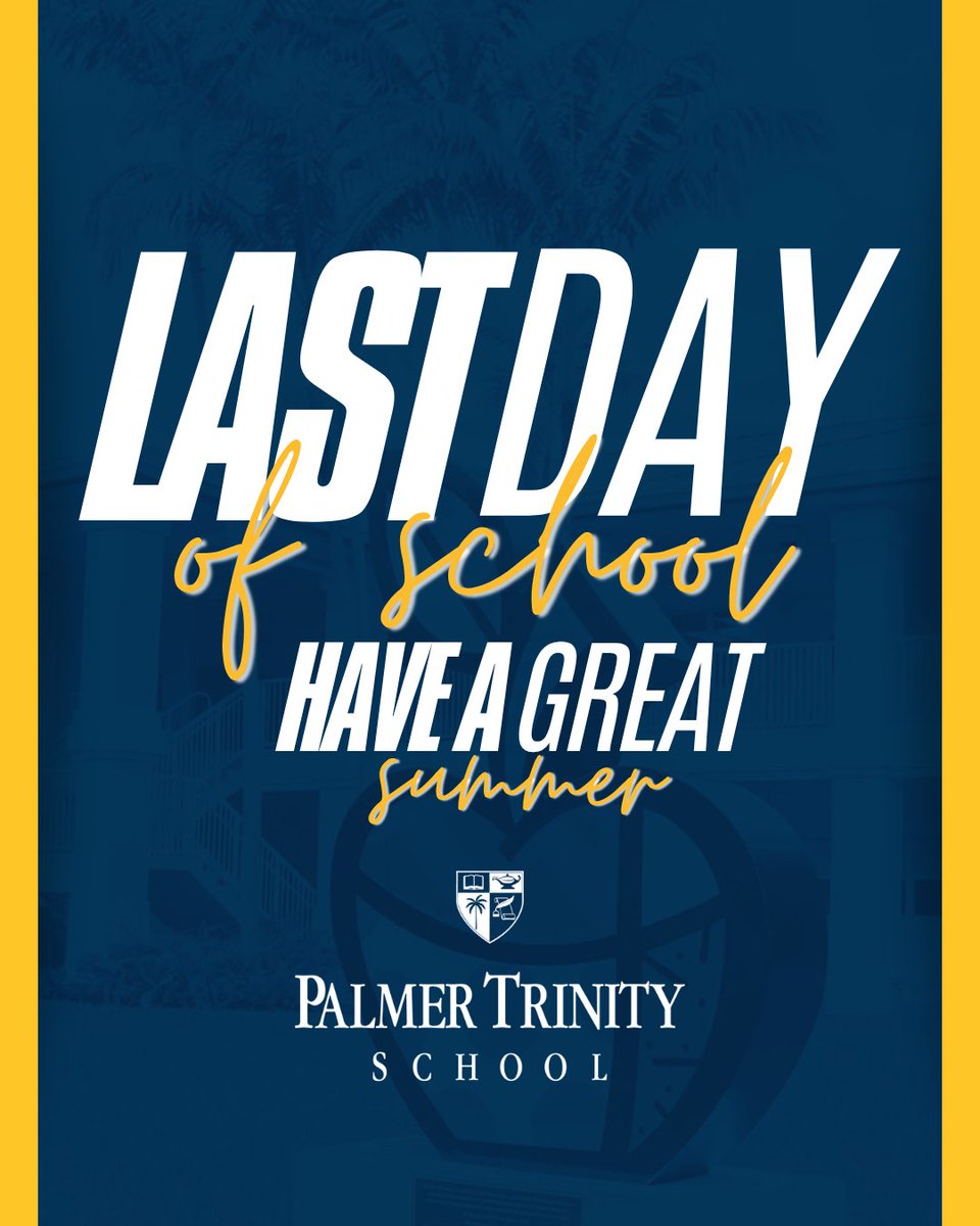 Today is the last official day of school at Palmer Trinity! 
We’re so proud of our students, faculty &amp; staff for a year full of hard work and heart. 
Make-up assessments run for 2 more days, but for most, summer starts now! 💫 💙💛
#PalmerTrinity #PTSFalcons #FalconPride