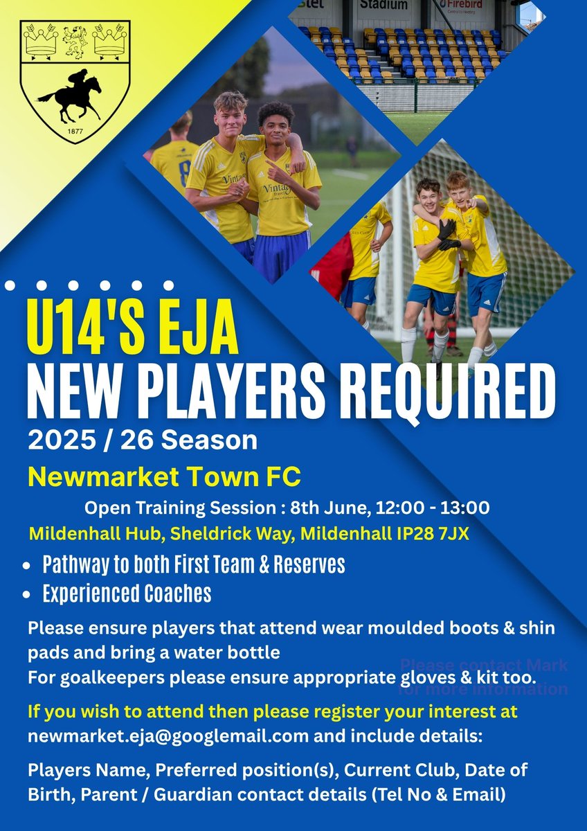 Great opportunity to join our U14 EJA squad for next season.