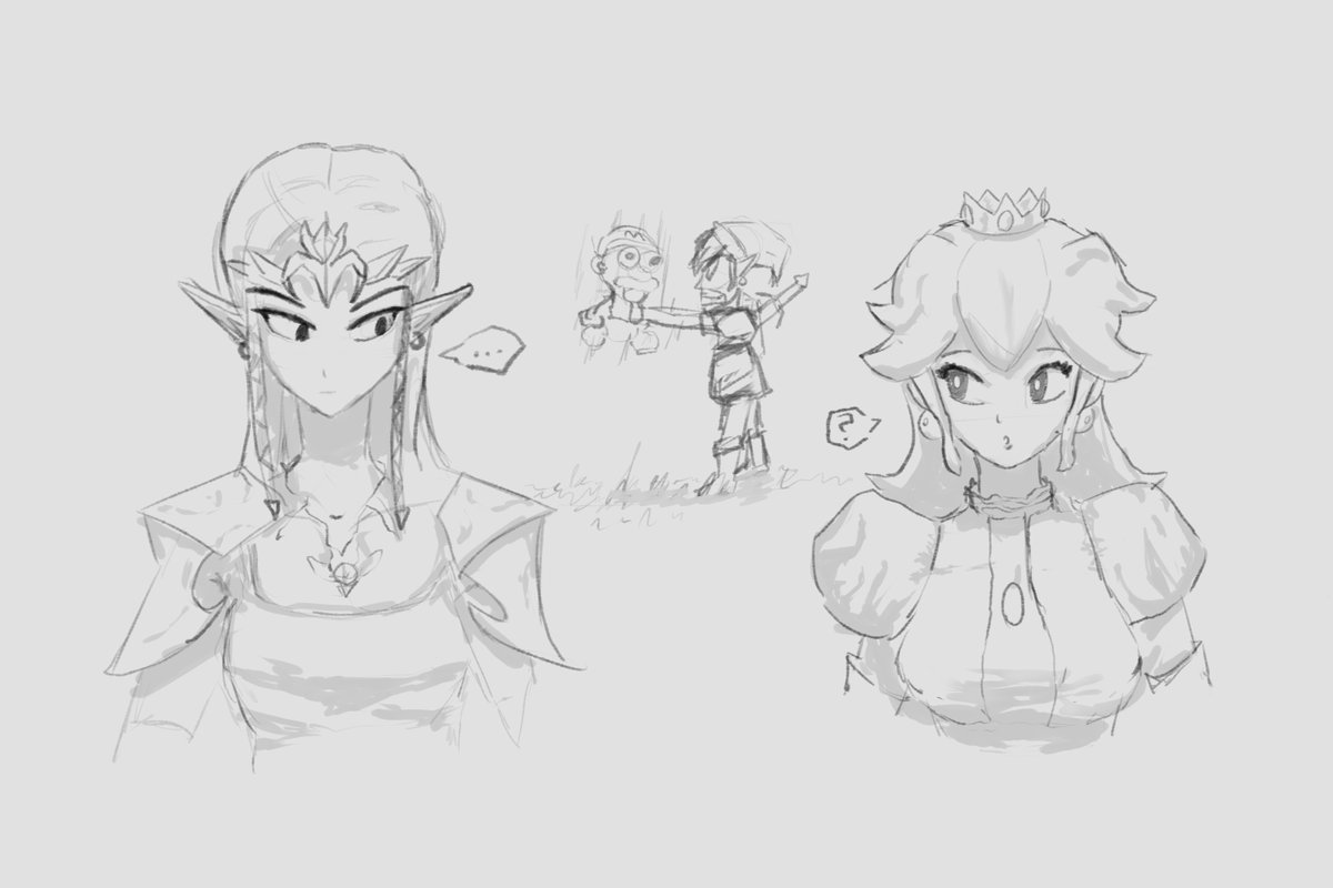 random doodle of zelda and peach
#artshare