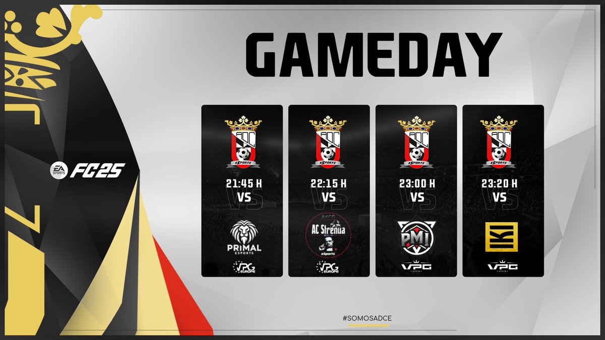#MATCHDAY | 2/6/25 📆

Empieza la vuelta de la SURVIVAL 🎖️

🏆 <a href="/VPGEurope/">Virtual Pro Gaming | Europe</a>
🆚 <a href="/PrimalVPG/">Primal eSports</a>
⏰ 21:45

🏆 <a href="/VPGEurope/">Virtual Pro Gaming | Europe</a>
🆚 <a href="/AC_Strenua/">AC Strenua</a>
⏰ 22:15

🏆 <a href="/VPG_Spain/">Virtual Pro Gaming España</a>
🆚 <a href="/PMI_eSports/">PMI eSports</a>
⏰ 23:00

🏆 <a href="/VPG_Spain/">Virtual Pro Gaming España</a> 
🆚 <a href="/IKITeam/">IKI Team</a>
⏰ 23:20

#SomosADCE
<a href="/ADCeuta_FC/">AD CEUTA FC</a>
<a href="/ADCeutaEsports/">ADCeuta Esports</a>