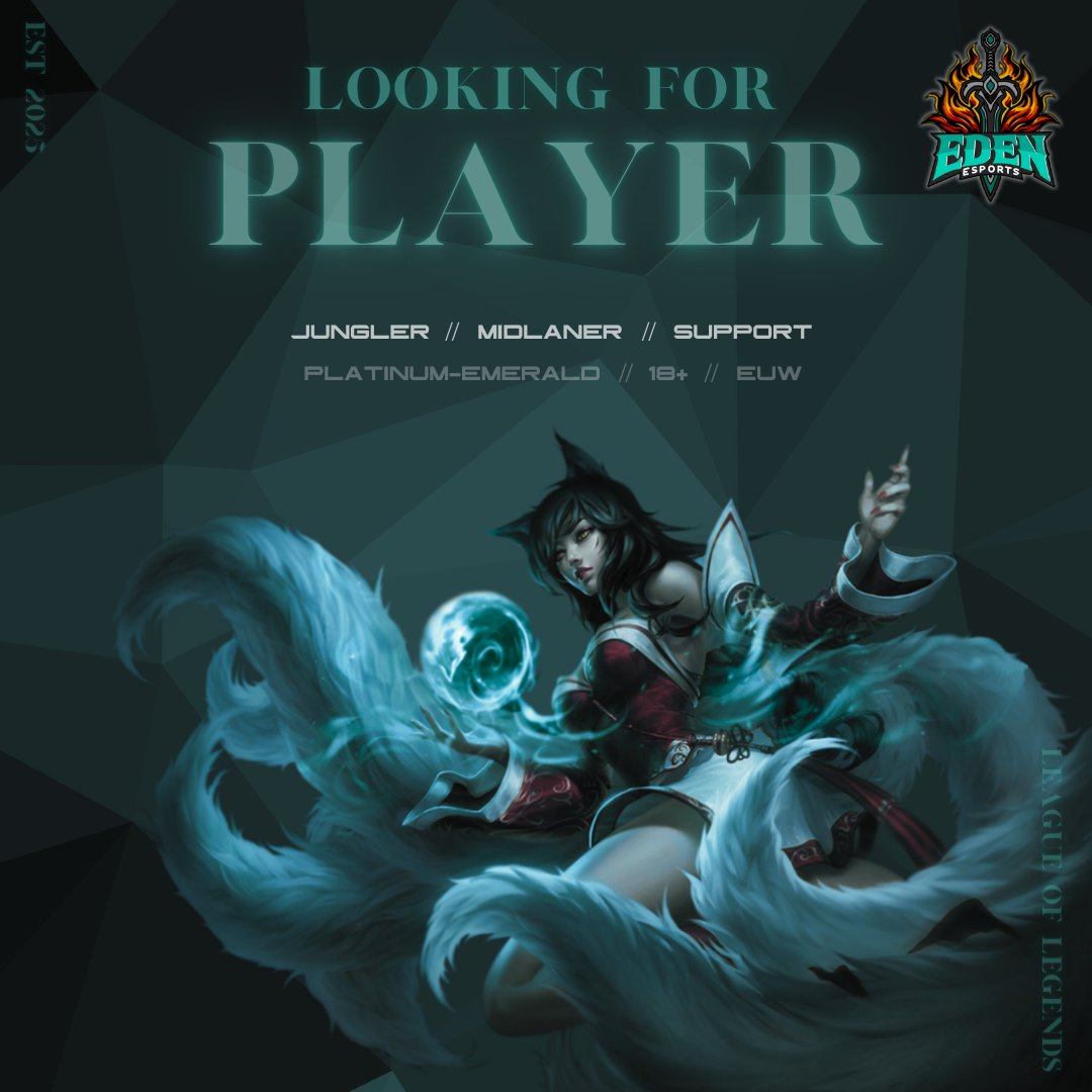 LoL LFP Jungler/Midlaner/Support

- current Plat/Emerald
- 18+
- motivation to scrim regularly and play tourneys
- friendly and non-toxic behaviour
- team exp. is a plus but not a must!

For more information please dm "soralski" on Discord <3