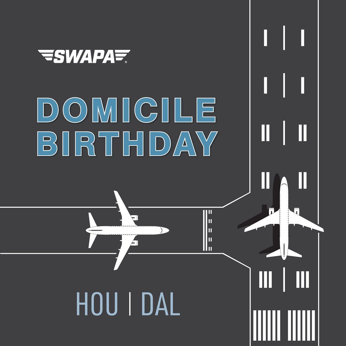 SWAPA History: DAL and HOU celebrate their domicile birthdays this month. DAL was established first in 1971, with HOU following as the second Pilot base in 1984. For more SWAPA history, read the SWAPA Anniversary book: bit.ly/SWAPA-Annivers…