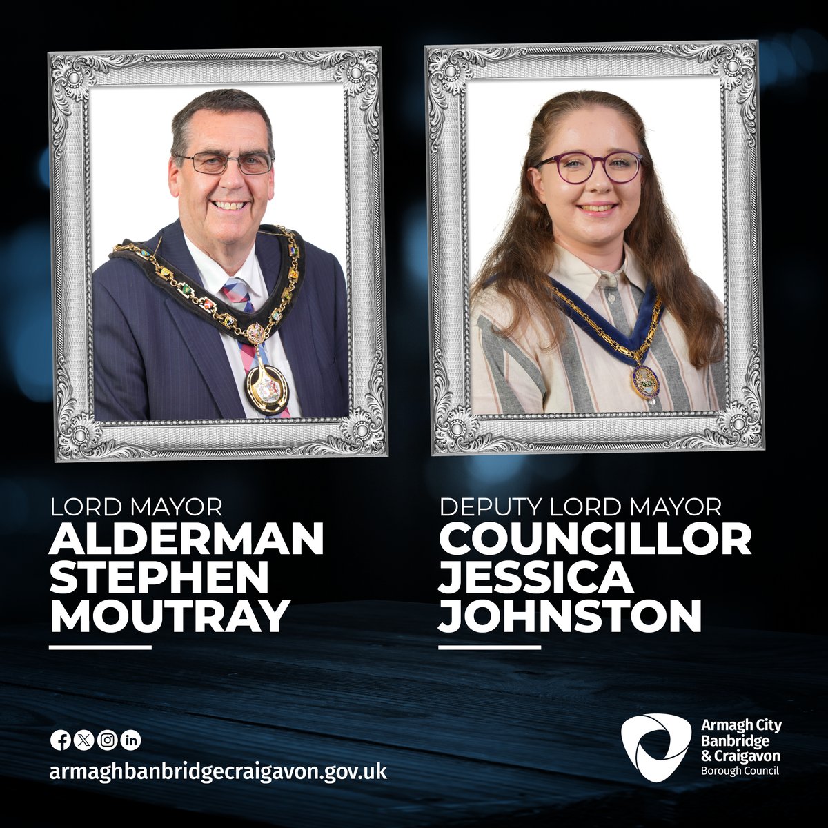 DUP Alderman Stephen Moutray has taken up office as the new Lord Mayor and APNI Councillor Jessica Johnston as the new Deputy Lord Mayor following tonight’s Annual Meeting of Armagh City, Banbridge and Craigavon Borough Council. Find out more at 👉 bit.ly/43DIlnC