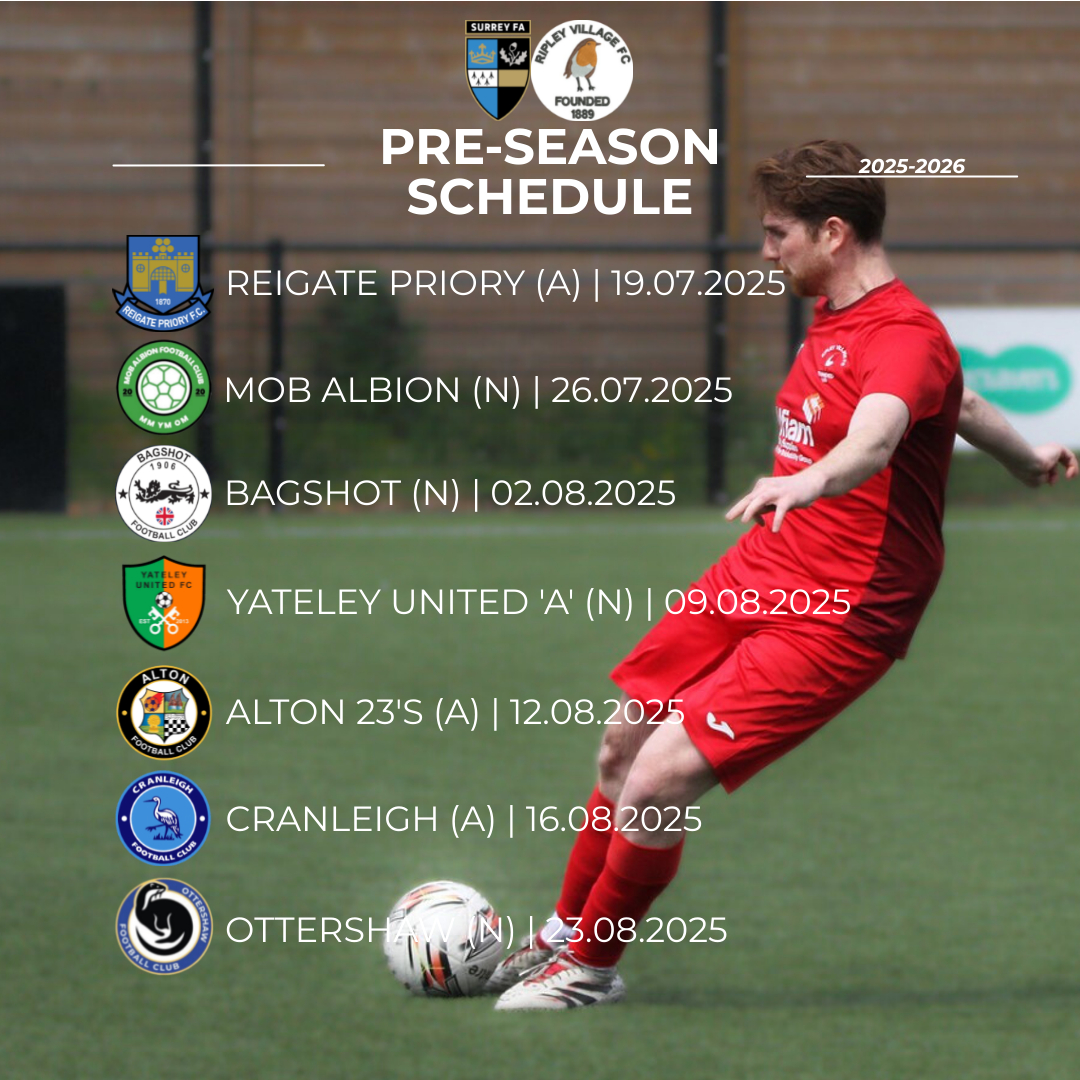 RipleyVillageFC's tweet image. 2025-26 PRE-SEASON SCHEDULE

The Robins face a mixture of tests throughout pre-season in preparation for the 2025-26 league season

#RVFC