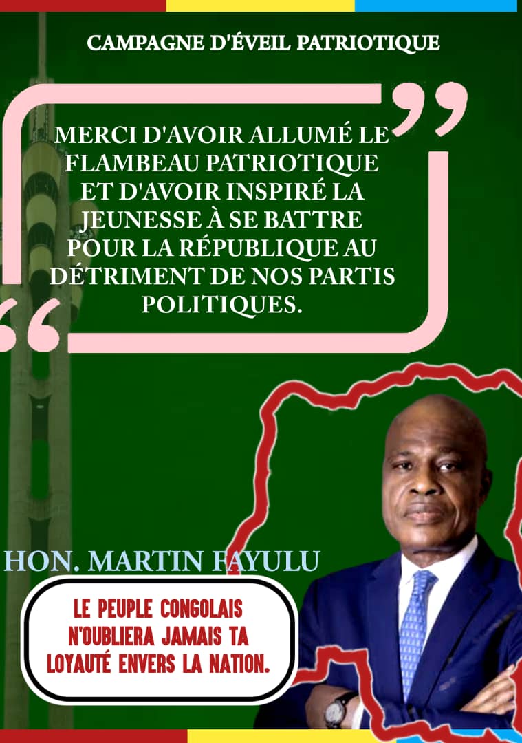 Cher Patriote Martin Fayulu 🇨🇩 
La jeunesse est fière de ton engagement au-delà des envies du pouvoir que tout homme ordinaire peut avoir.
Ton engagement pour le bien être des congolais fait de toi un grand pionnier de l'Eveil patriotique.