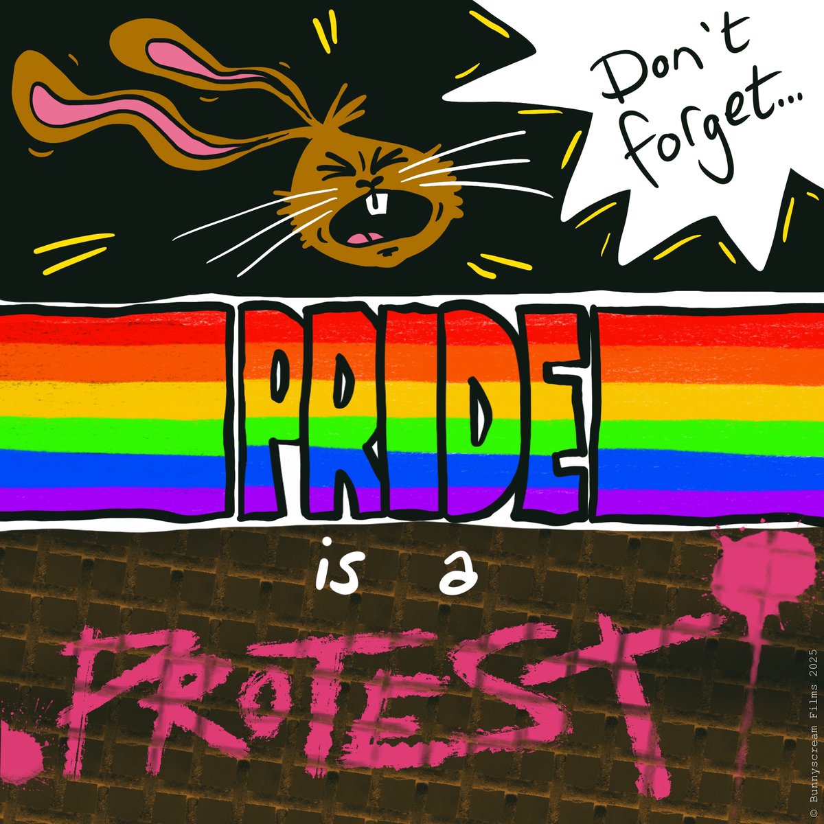 bunnyscream's tweet photo. This Pride Month, don’t forget…
PRIDE ALWAYS WAS AND ALWAYS WILL BE A PROTEST!

#PrideMonth #PrideMonth2025 https://t.co/eClEnOLCu6