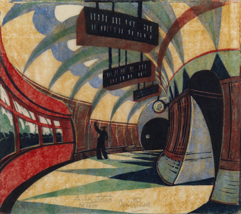 Good evening! This week's theme is London Transport.
-----
'The Tube Station', Bank Station (c.1932) by Cyril Power