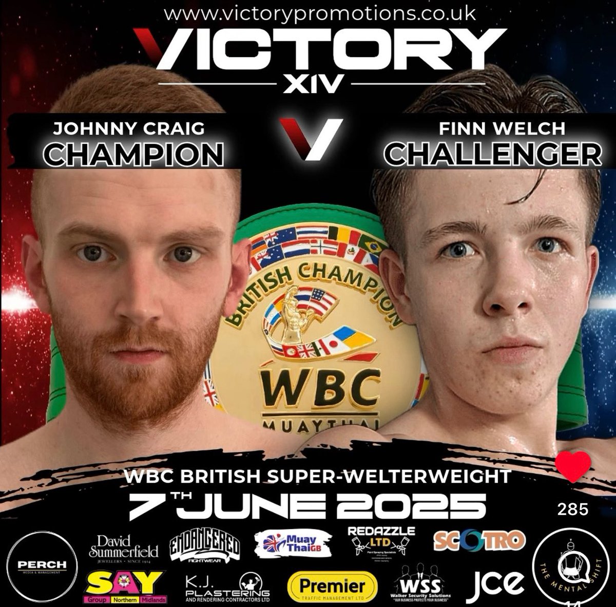 Fight Week in England 👊 🔥 

🏆 WBC British Super-welterweight Title 
Johnny Craig 🆚 Finn Welch 

🔰 @victory_promotions 
📍 Newcastle 
🗓️ June 7