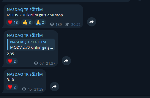 nasdaqtr01's tweet image. #MODV 2.70 $ seviyesinden giriş yaptığımız #MODV 3.17 $ seviyesine ulaşmıştır