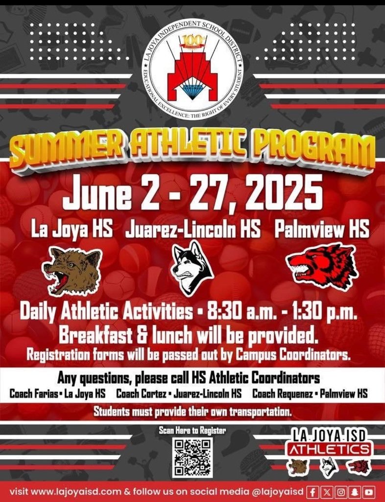 lobo_pride's tweet photo. 🔥 Day 1 of the Summer Athletic Program at PHS was a huge success — 230+ student-athletes showed up ready to work! Big thanks to our coaches, staff, and families for the support. Let’s keep the momentum going! 💪🐺 #LoboStrong #LoboPride #LJISD #LaJoyaISD #PHS @LaJoyaISD https://t.co/qsRVfLBPGO