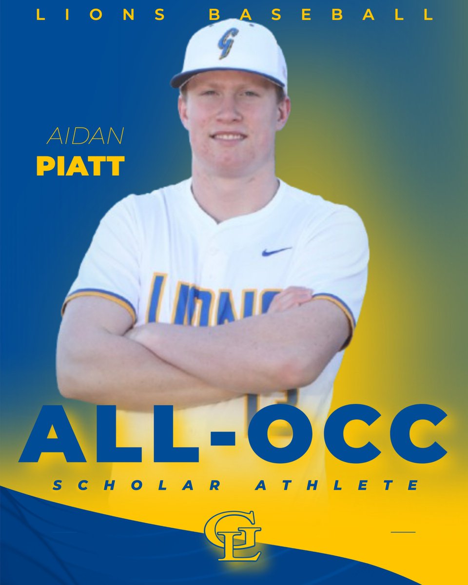 Congratulations Aidan Piatt '25 for earning All-OCC Scholar-Athlete honors for the 2025 baseball season. You are a leader on the diamond and in the classroom! Good luck at ODU this Fall! #GoLions #OnePRIDEOneFamily #ScholarAthlete #OCC
