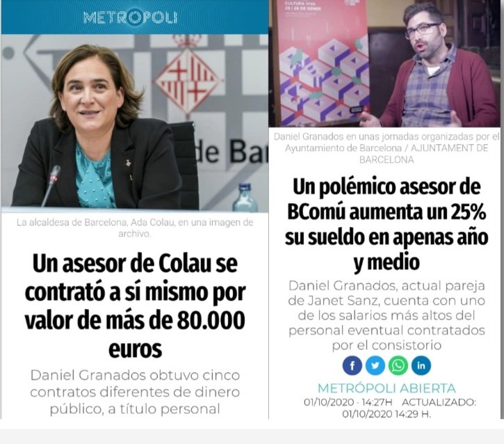 La nostra Janet Sanz és la menys indicada per donar lliçons a ningú.  En Daniel Granados, exassessor de na Frau Colau, és el seu company... #NOESPOT