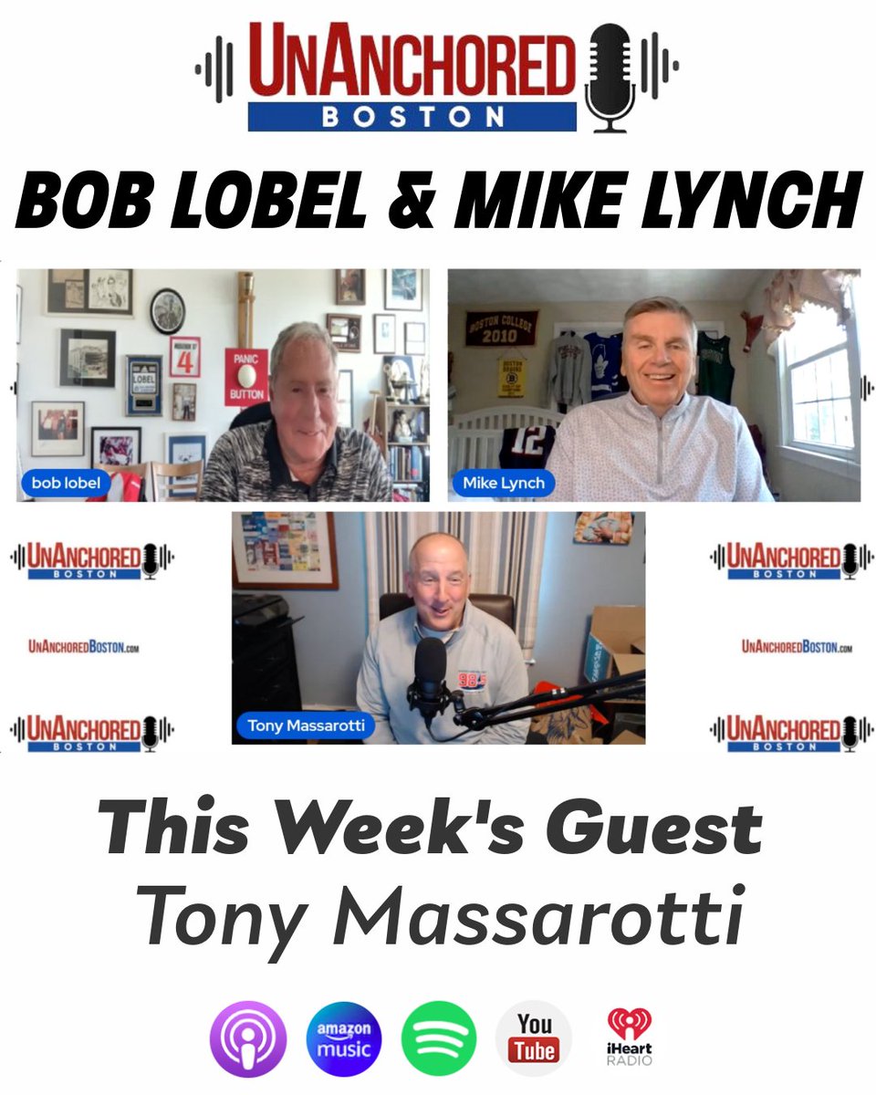 Tony Mazz is this week’s guest on UnAnchored Boston with Bob Lobel and Mike Lynch! Mazz brings the hot takes and inside perspective you won’t want to miss. Join the conversation on baseball, media, and the state of Boston sports.

Watch or listen now with links at
