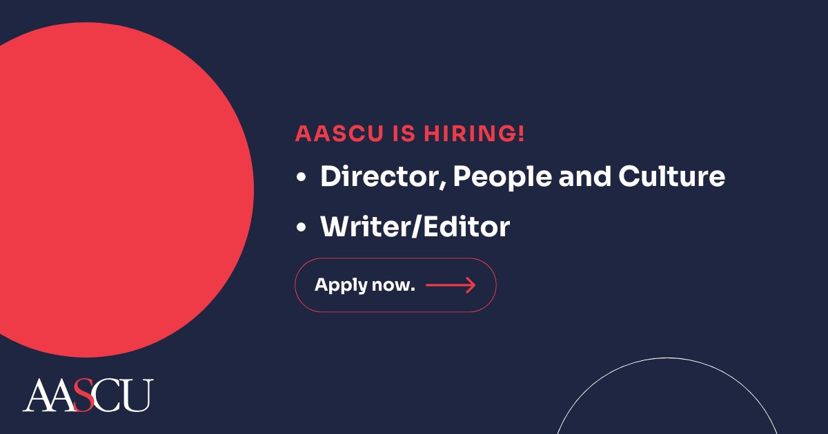 🚨 We’re hiring! AASCU is looking for a Director of People and Culture and a Writer/Editor to join our mission-driven team advancing public higher ed.

Explore the roles and apply today: tinyurl.com/5n8s4mb3

#HigherEdJobs #Hiring #WriterJobs #HRJobs