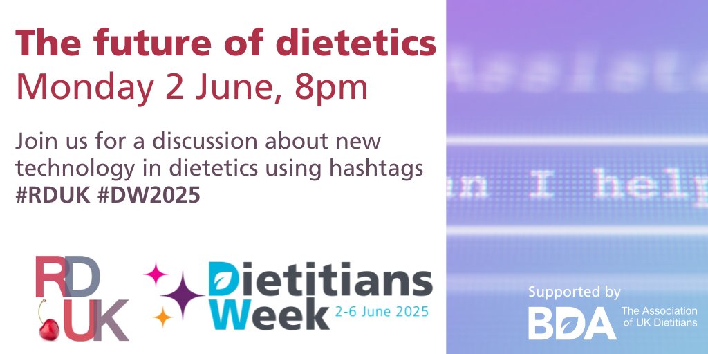 ⏰ It's almost time for the #DW2025 <a href="/rdukchat/">@RDUKChat</a>! The future of dietetics looks bright. Come and share your hopes and predictions for the profession, using #RDUK at 8pm.