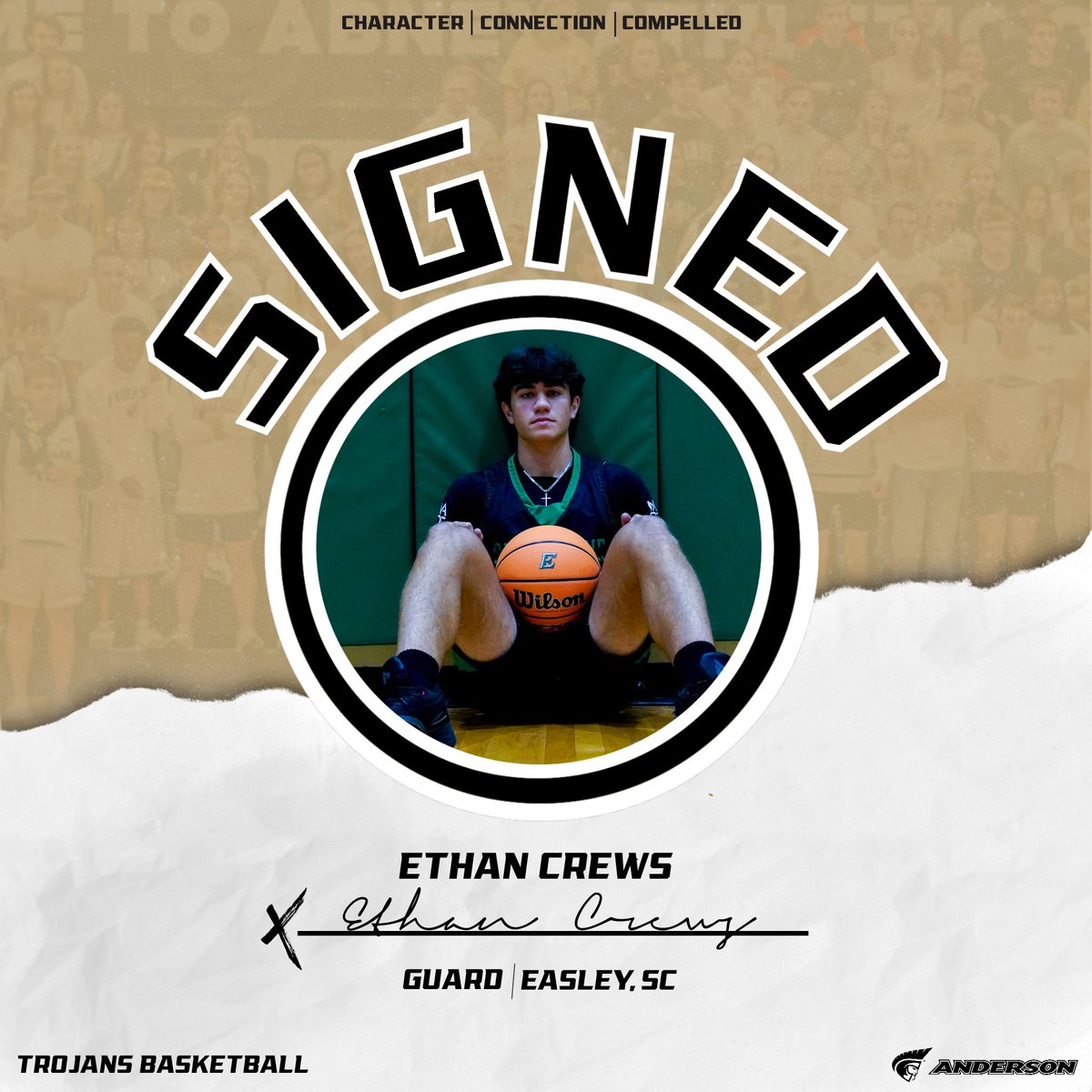 Anderson Men’s Basketball (@autrojansmbb) on Twitter photo Easley’s finest is staying close to home! Welcome Ethan Crews (<a href="/e_crewss/">Ethan Crews</a>) to the Trojan Basketball Family⚔️✍️✍️ Easley’s finest is staying close to home! Welcome Ethan Crews (<a href="/e_crewss/">Ethan Crews</a>) to the Trojan Basketball Family⚔️✍️✍️
