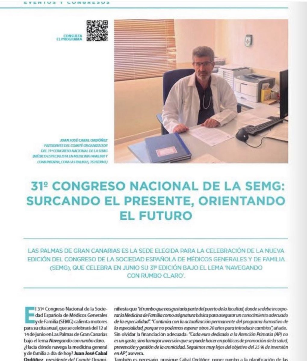 ¿Te haces una idea de todo lo que vivirás en nuestro próximo congreso Nacional SEMG2025?
Pues nuestro presidente autonómico Juan cabal lo describe en la entrevista que realizó IM Médico.
📖 Consúltala en <a href="/IMMedicoHosp/">IM Médico</a> buff.ly/mc6a1dw
#semg_presente