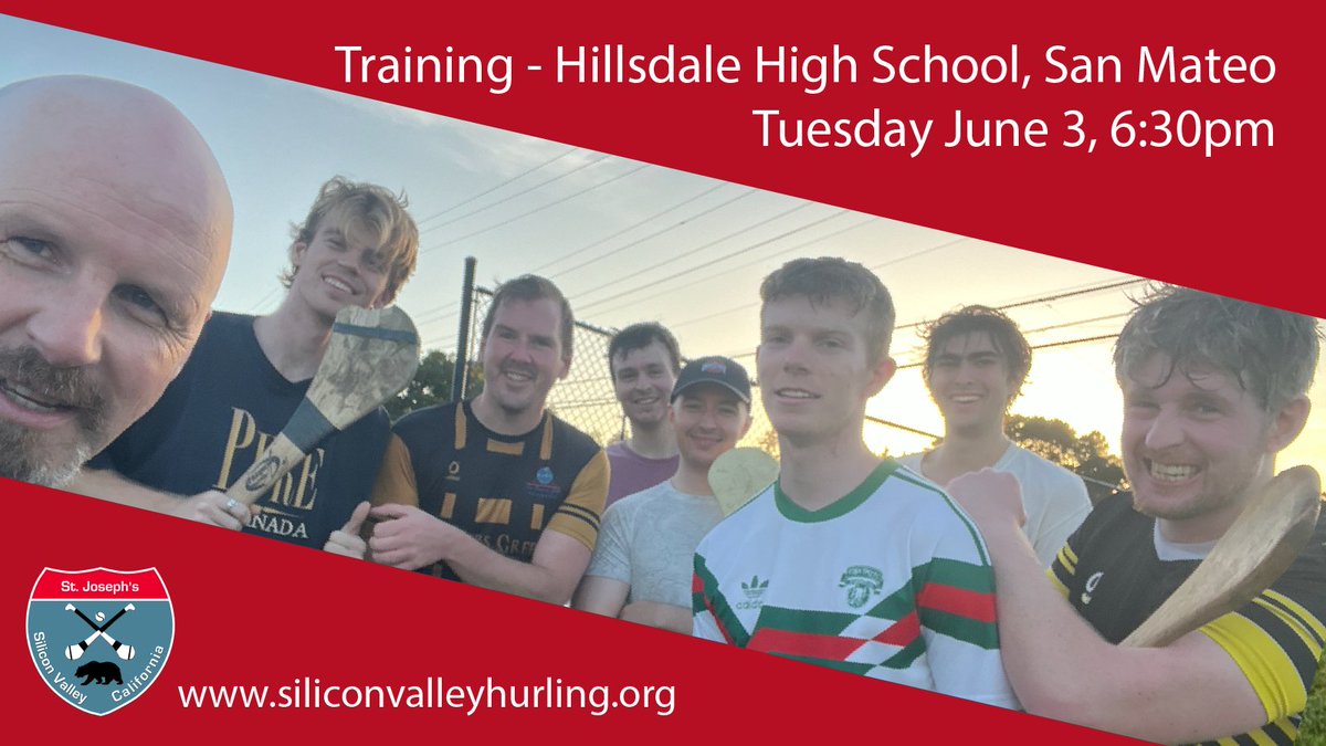 #Hurling training continues on Tuesday June 3, 6:30pm, at Hillsdale High School, San Mateo. All welcome…

<a href="/officialgaa/">The GAA</a> <a href="/GAA_USA/">USGAA</a>  <a href="/SanFranciscoGAA/">SanFranciscoGAA</a>
