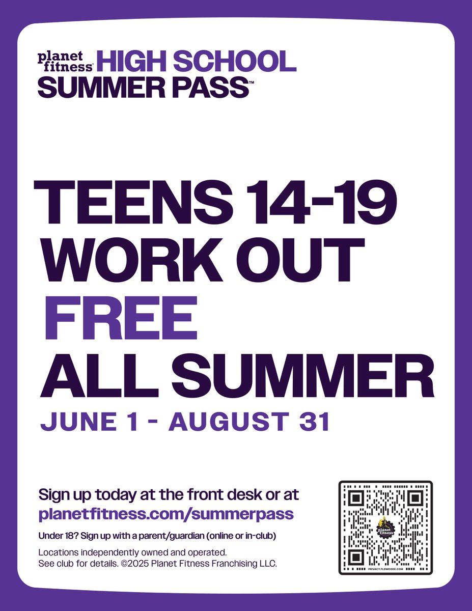 IHSA has partnered with Planet Fitness &amp; will provide free access to its fitness clubs in IL to HS students thru the summer of 2025. The Planet Fitness Summer Pass ’25 provides free access to HS students ages 14-19 from 6/1 to 8/31/25. @shspatriot <a href="/stevensonhs/">Stevenson HS</a>