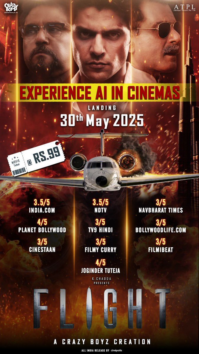 suyashpachauri's tweet image. See the AI-powered film Flight in theaters TODAY [May 30, 2025].
Indian Cinema Rising, #FlightTheMovie, #FlightReturns, #AIFilm, #AIPoweredCinema, #NowInTheatres, #CinematicExperience #SuyashPachauri