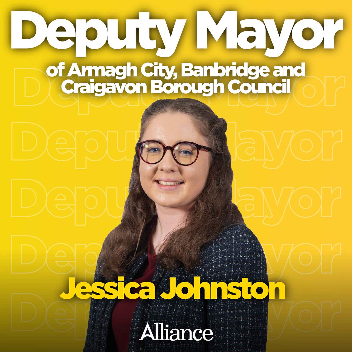Alliance Party (@allianceparty) on Twitter photo Congratulations to <a href="/Jess_Johnston10/">Jessica Johnston</a> who is the first Alliance representative to become Deputy Mayor of Armagh City, Banbridge and Craigavon Borough Council.
“I want to use my time in office to be the voice of equality, progressiveness and inclusiveness,” she said. Congratulations to <a href="/Jess_Johnston10/">Jessica Johnston</a> who is the first Alliance representative to become Deputy Mayor of Armagh City, Banbridge and Craigavon Borough Council.
“I want to use my time in office to be the voice of equality, progressiveness and inclusiveness,” she said.