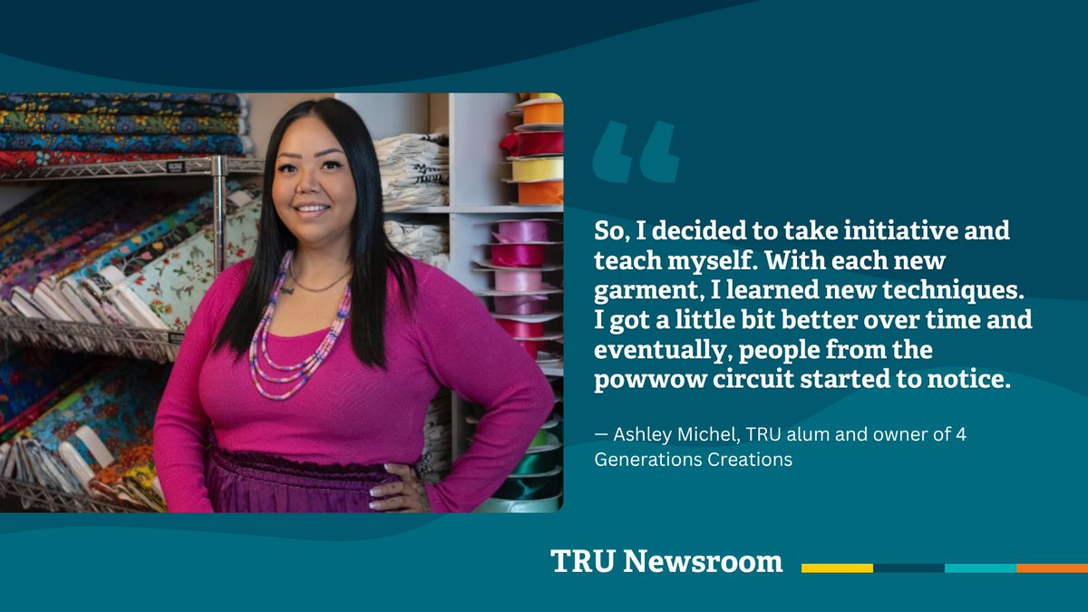Thompson Rivers University (@thompsonriversu) on Twitter photo It started with a needle, ribbon and passion. A proud Secwépemc artist, entrepreneur and #myTRU alum, Ashley Michel founded 4 Generations Creations to celebrate Indigenous identity and resilience. <a href="/alumnitru/">TRU Alumni</a> <a href="/Tkemlups/">Tk̓emlúps te Secwépemc</a> #4GenerationsCreations
inside.tru.ca/2025/05/30/sti… It started with a needle, ribbon and passion. A proud Secwépemc artist, entrepreneur and #myTRU alum, Ashley Michel founded 4 Generations Creations to celebrate Indigenous identity and resilience. <a href="/alumnitru/">TRU Alumni</a> <a href="/Tkemlups/">Tk̓emlúps te Secwépemc</a> #4GenerationsCreations
inside.tru.ca/2025/05/30/sti…