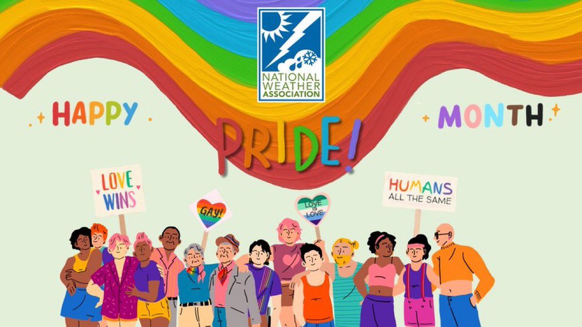 nwas's tweet image. Happy Pride Month to all of our LGBTQIA+ members and friends! We celebrate the achievements, contributions, perspectives, and diversity of our weather community and commit to creating an inclusive environment for all!