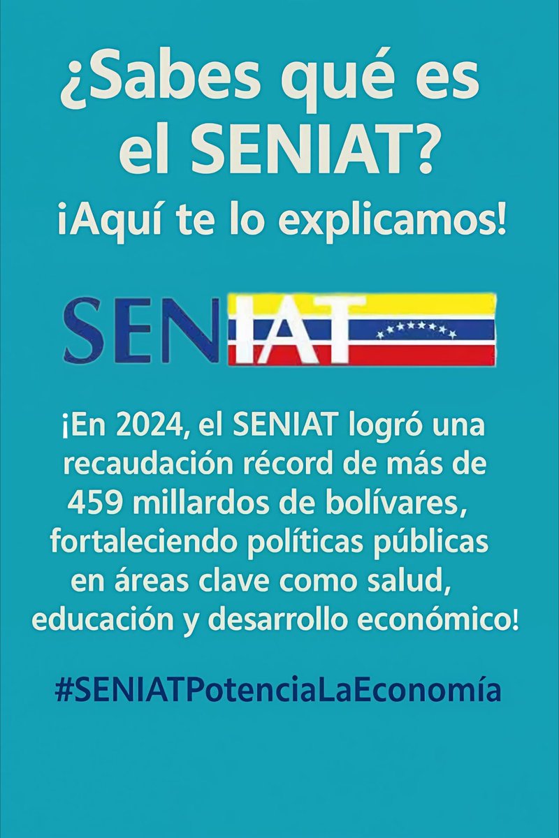 MarcoBalua86's tweet photo. Apoyamos la gestión del SENIAT que, con su recaudación, permite invertir en salud, educación y economía. ¡El récord de 2024 es un gran ejemplo! #SENIATPotenciaLaEconomía #ONCALAvozdeECOS https://t.co/H48CVWXbwf