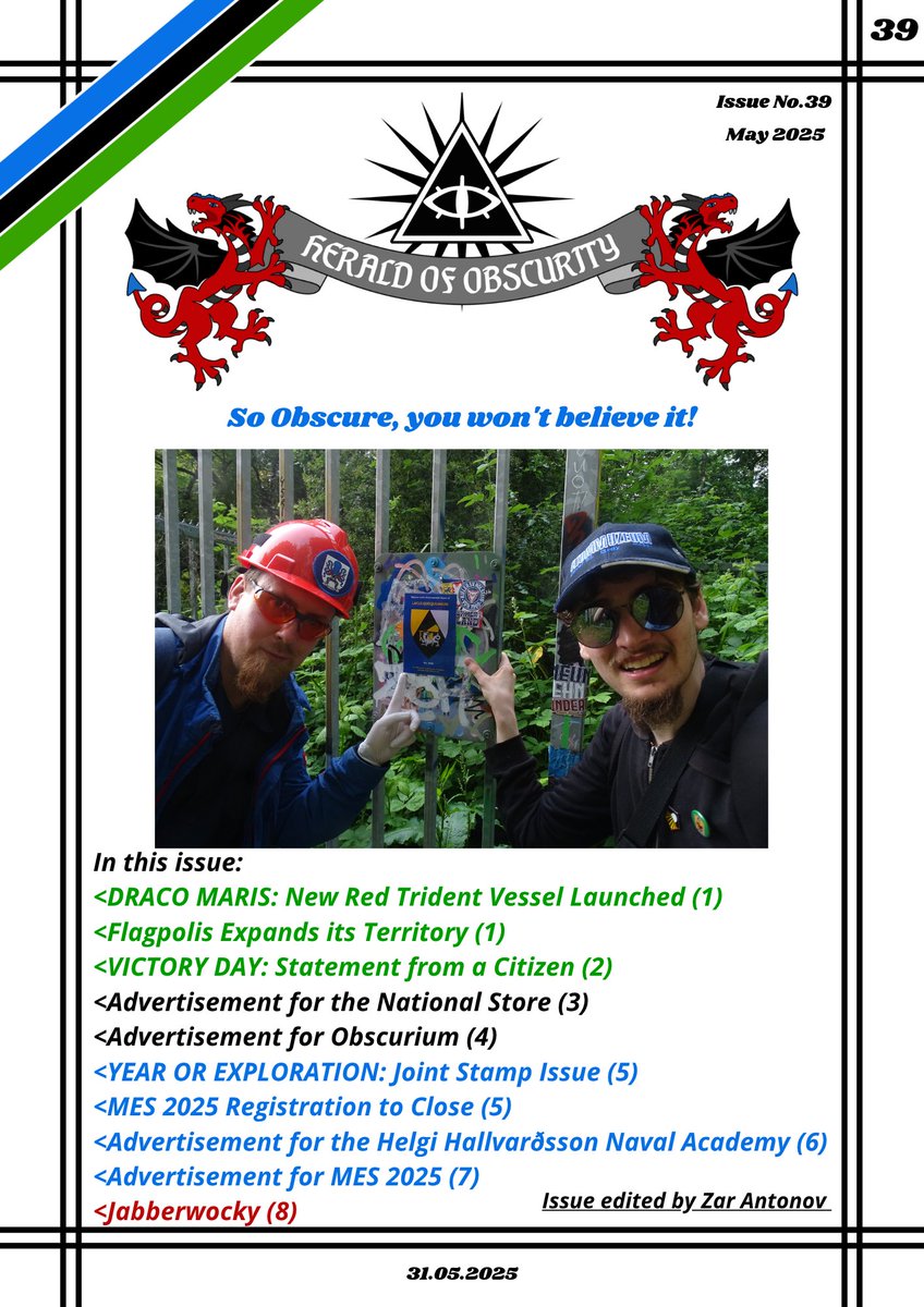 Launching boats and expanding into trash: get the latest and most strange news from Obscurium straight from the latest issue of the Herald of Obscurity!
drive.google.com/file/d/1Wly7wD…
