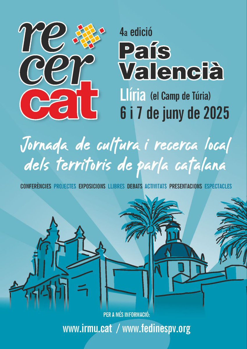 vicentgalduf's tweet photo. Llíria (Camp de Túria) 6 i 7 de juny: Recercat País Valencià 2025... Jornada de cultura i recerca local dels territoris de parla catalana... @iramunt @ccentresestudis @inst_estudis_PV
Programa definitiu:
👉 https://t.co/bOKBzcy4ol
👉 https://t.co/5RSPkRRHO9 https://t.co/luudJSda0b