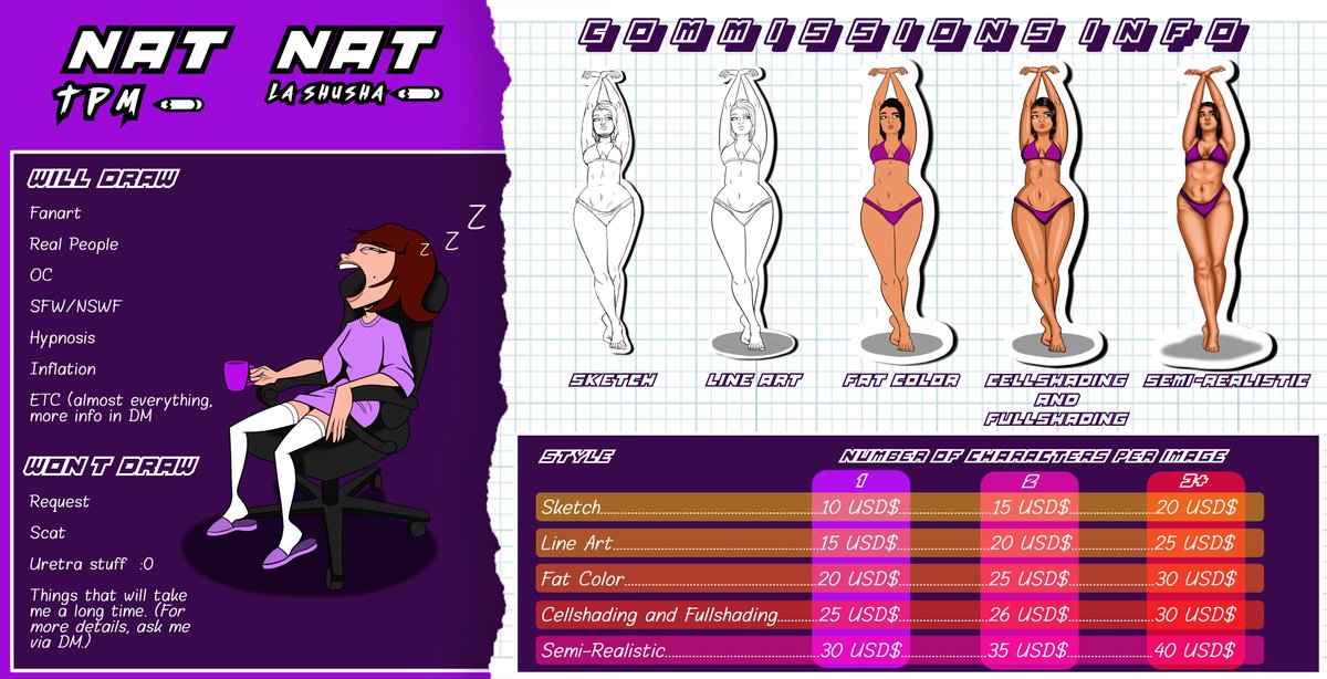 tpm_nat's tweet photo. ¡Tabla de comisiones! 👻😜🤠

¡Pregunta por la tuya al DM! 😱 😱 
Mi Paypal al DM! 👽👽
.
.
.
.
.
.
Mi patreon: https://t.co/Fg32J38XbC https://t.co/PXgIUfIZZh