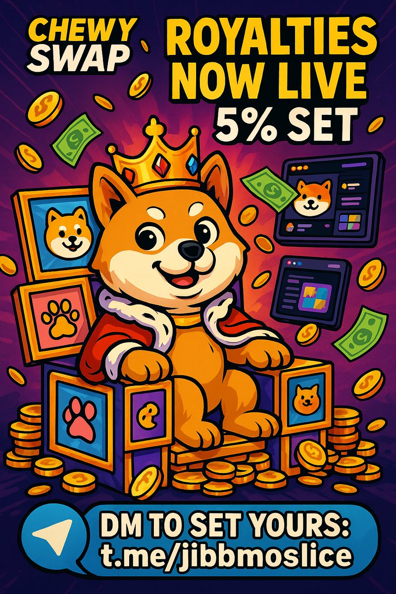 The royalty registry is live on the NFT Marketplace—Day 2 and royalties are rollin’! 🤑 We’re setting a 5% royalty per collection. If you’ve already submitted your royalty address, you’re all set. Haven’t yet? Slide into my DMs on Telegram and we’ll hook you up: