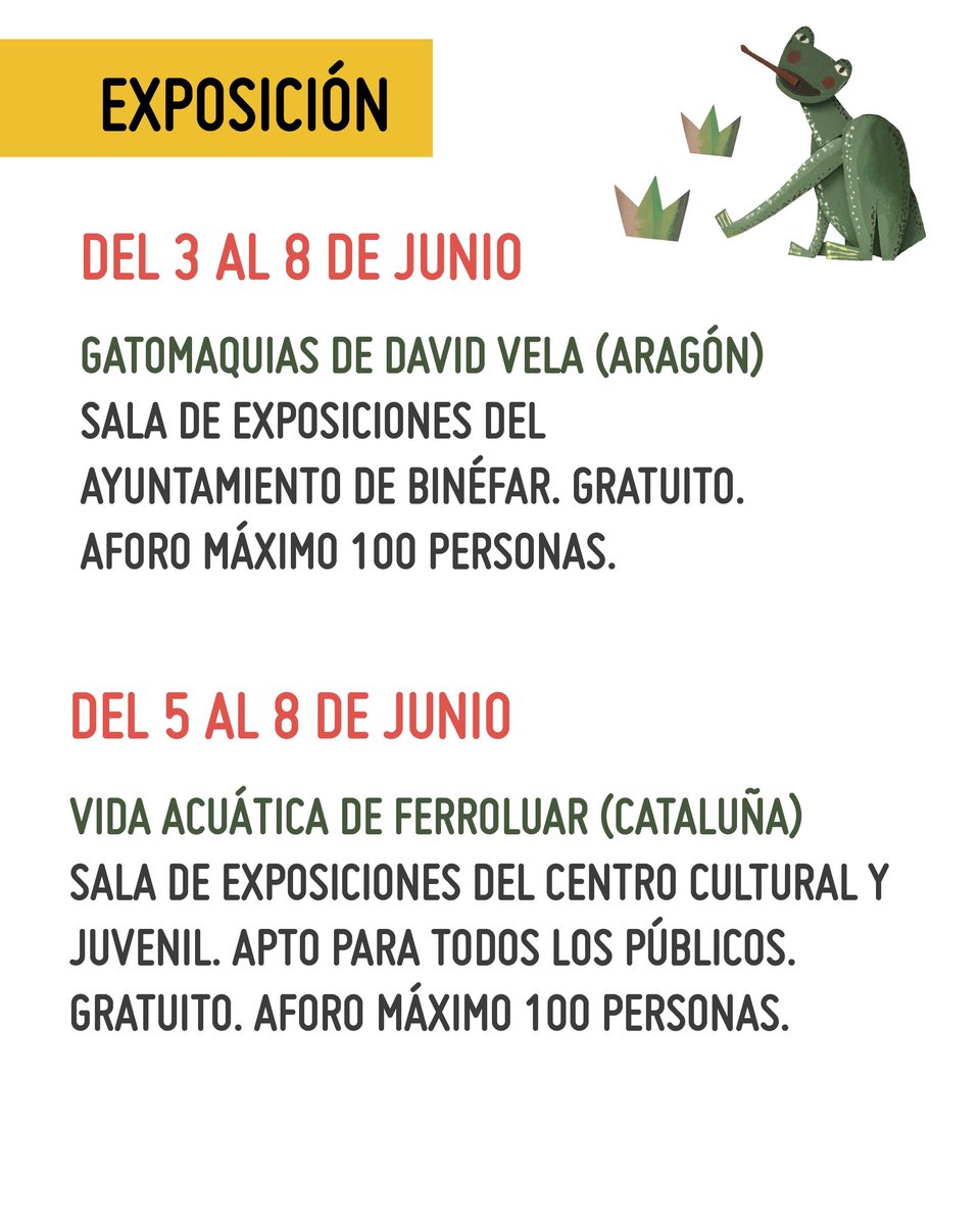 Mañana empieza I M A G I N A R I A 🫶🏻🥳🤹🐸

Prepárate para vivir unos días de fantasía, creatividad y diversión. 🤩 

¡Os espero en las calles, teatros, parques y demás lugares públicos para croar juntos! 🐸

#BinéfarSinDuda #ImaginariaBinéfar #Binéfar #Aragón #Cultura #Huesca