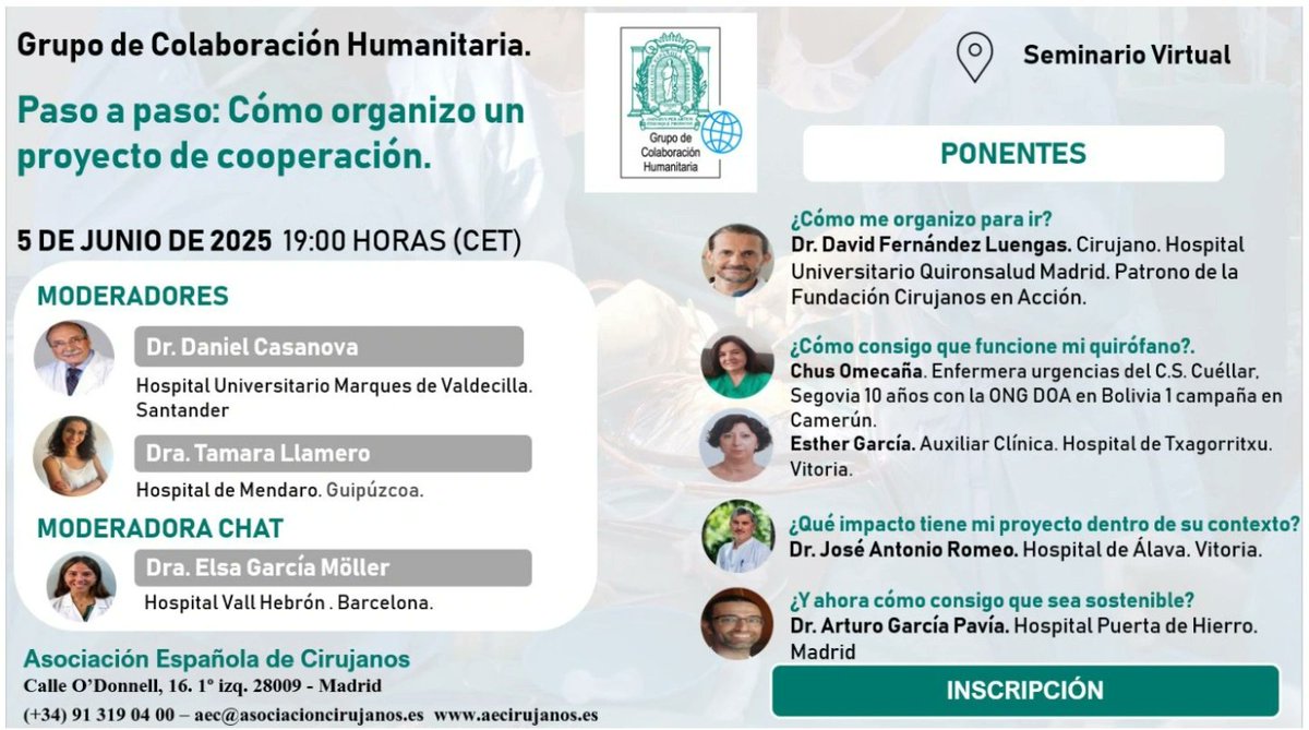 Grupo Colaboracion Humanitaria AEC (@colaboracionaec) on Twitter photo Nos os olvidéis que el 🗓️jueves 5🗓️ a las 19.00 nos vemos en el webinar Paso a Paso: ¿Como organizo un proyecto de #cooperacion?
<a href="/aecirujanos/">aecirujanos</a>
<a href="/aecformacion/">AEC Formación</a>
⬇️⬇️Inscripciones ⬇️⬇️
us02web.zoom.us/webinar/regist… Nos os olvidéis que el 🗓️jueves 5🗓️ a las 19.00 nos vemos en el webinar Paso a Paso: ¿Como organizo un proyecto de #cooperacion?
<a href="/aecirujanos/">aecirujanos</a>
<a href="/aecformacion/">AEC Formación</a>
⬇️⬇️Inscripciones ⬇️⬇️
us02web.zoom.us/webinar/regist…