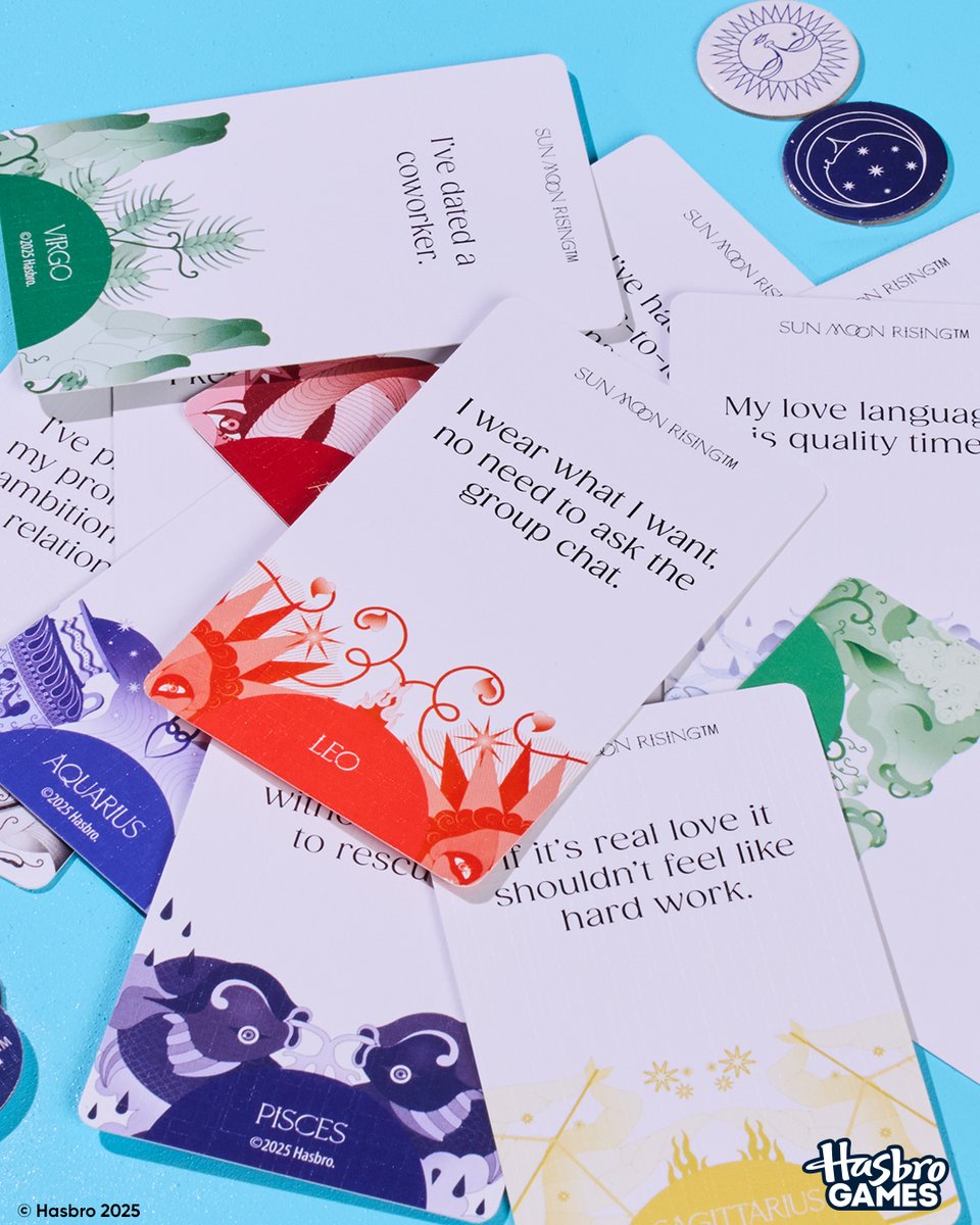 HasbroPulse's tweet photo. Think your sign knows you better than your friends do?
In Sun Moon Rising, you vote on whether zodiac-inspired statements match your friends. Deep convos + big laughs = stellar game night.
Now on #HasbroPulse. #HasbroGaming
👉: https://t.co/kk13zwatvX https://t.co/Wq1nmIsJbc