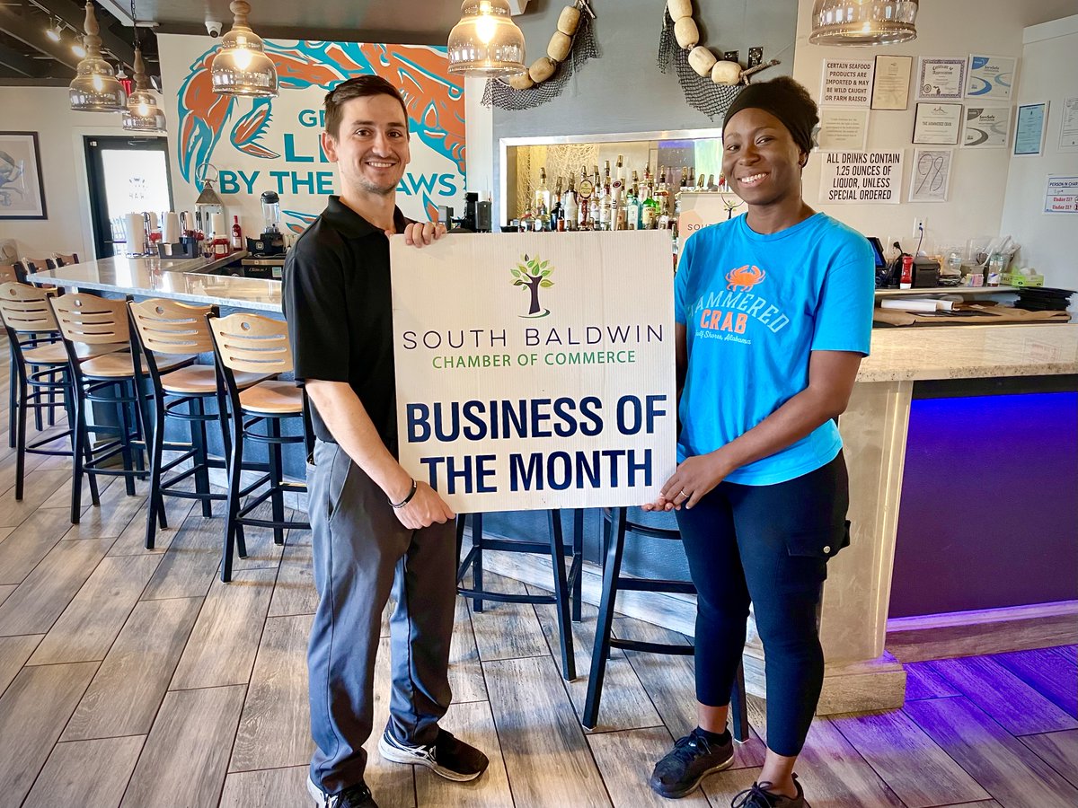 SBaldwinChamber's tweet photo. 🎊 Congratulations to our Business of the Month – Hammered Crab in Gulf Shores!! 

Highlight: https://t.co/pwUxP4LQx2 
🌐 https://t.co/P7ZhGEksOT
☎︎ (251) 200-0545
📍Gulf Shores AL 36542
#BusinessOfTheMonth #BOM #1mylocalchamber #SouthBaldwinChamber #HammeredCrab #GulfShores https://t.co/AdWxVWKepy