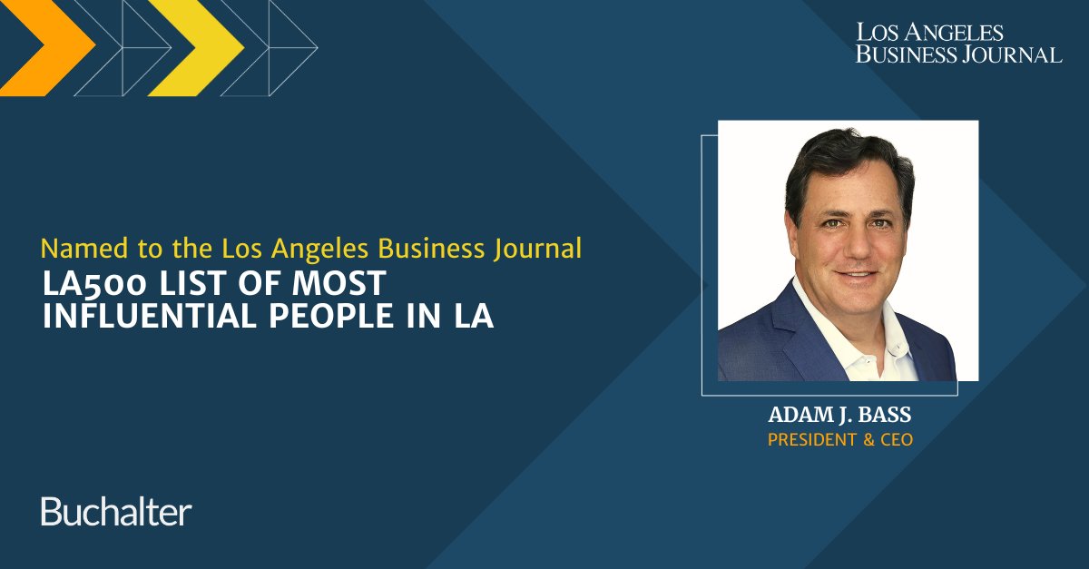 Buchalter (@buchalterlaw) on Twitter photo Buchalter President and CEO Adam Bass has been named one of the Most Influential People in LA by the <a href="/LABJ_LA500/">LABJ LA500</a> for the eighth consecutive year.
Read more: bit.ly/3SMyze5
#Buchalter #Leadership #LABusinessJournal #InfluentialVoices Buchalter President and CEO Adam Bass has been named one of the Most Influential People in LA by the <a href="/LABJ_LA500/">LABJ LA500</a> for the eighth consecutive year.
Read more: bit.ly/3SMyze5
#Buchalter #Leadership #LABusinessJournal #InfluentialVoices