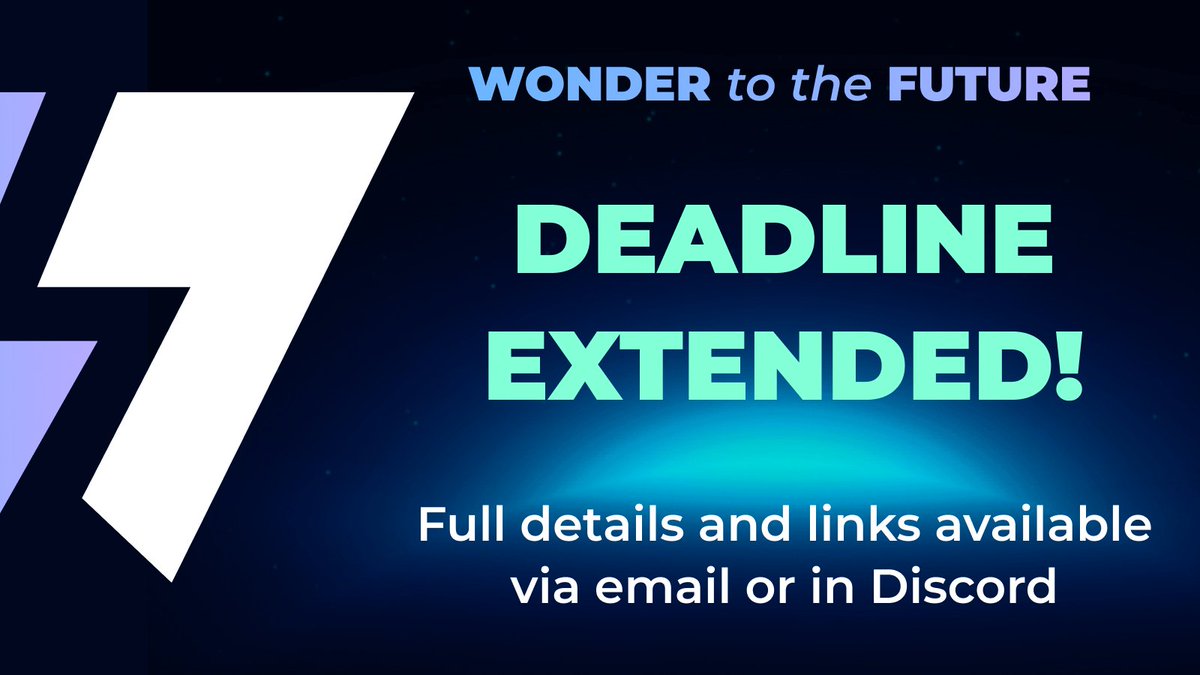 🚨 Attention #WondertotheFuture Hackathon teams! 🚨

We've extended the deadline for project submissions and demo sign ups until June 6th!

Check your email or join us on Discord for full details and links! ✨